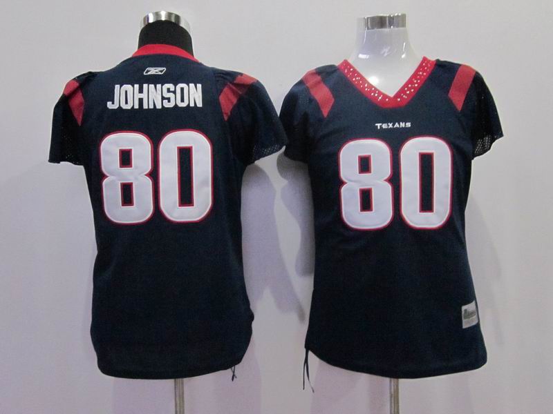 Texans #80 A.Johnson Blue Women's Field Flirt Stitched NFL Jersey
